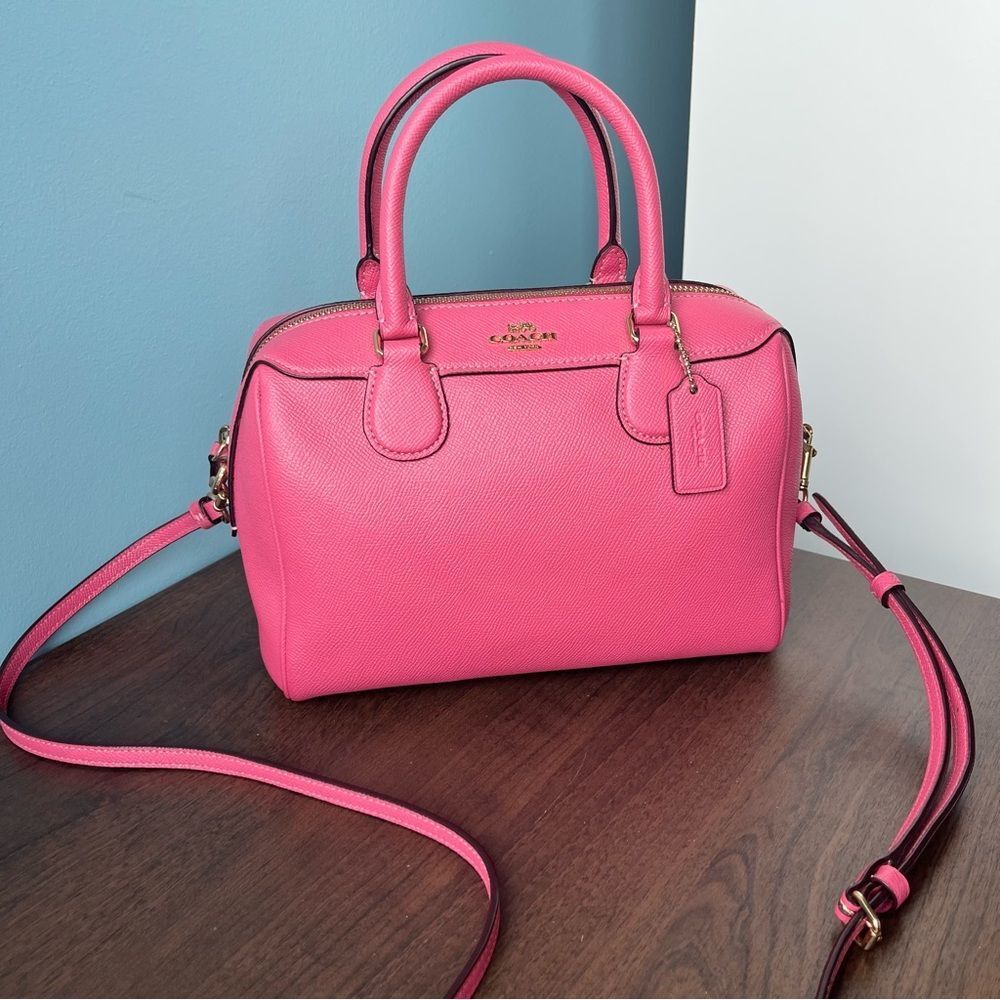 COACH Hot Pink Rowan Bennet Satchel Boston Bag Tote Crossbody Handbag - Picture 1 of 13